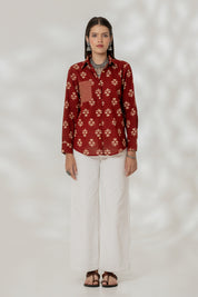 Maroon Cuff Accent Shirt