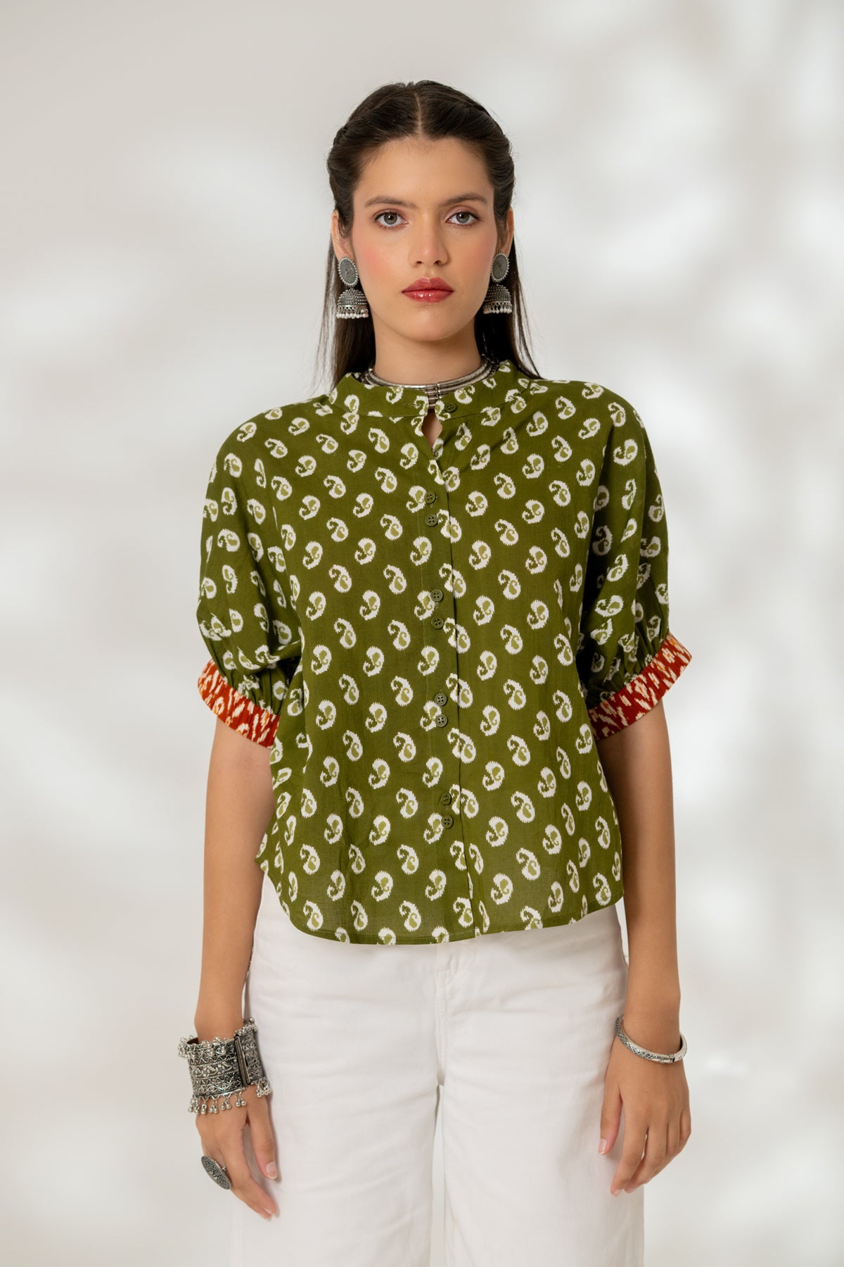 Olive Drop Shoulder Shirt