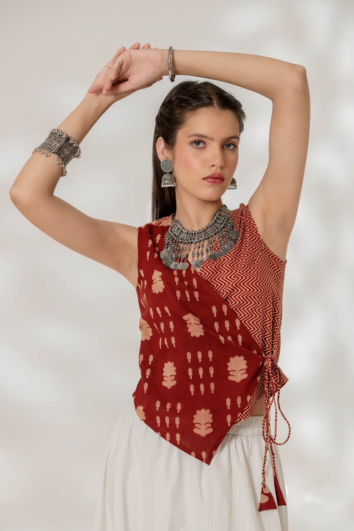 Maroon Wrap Top