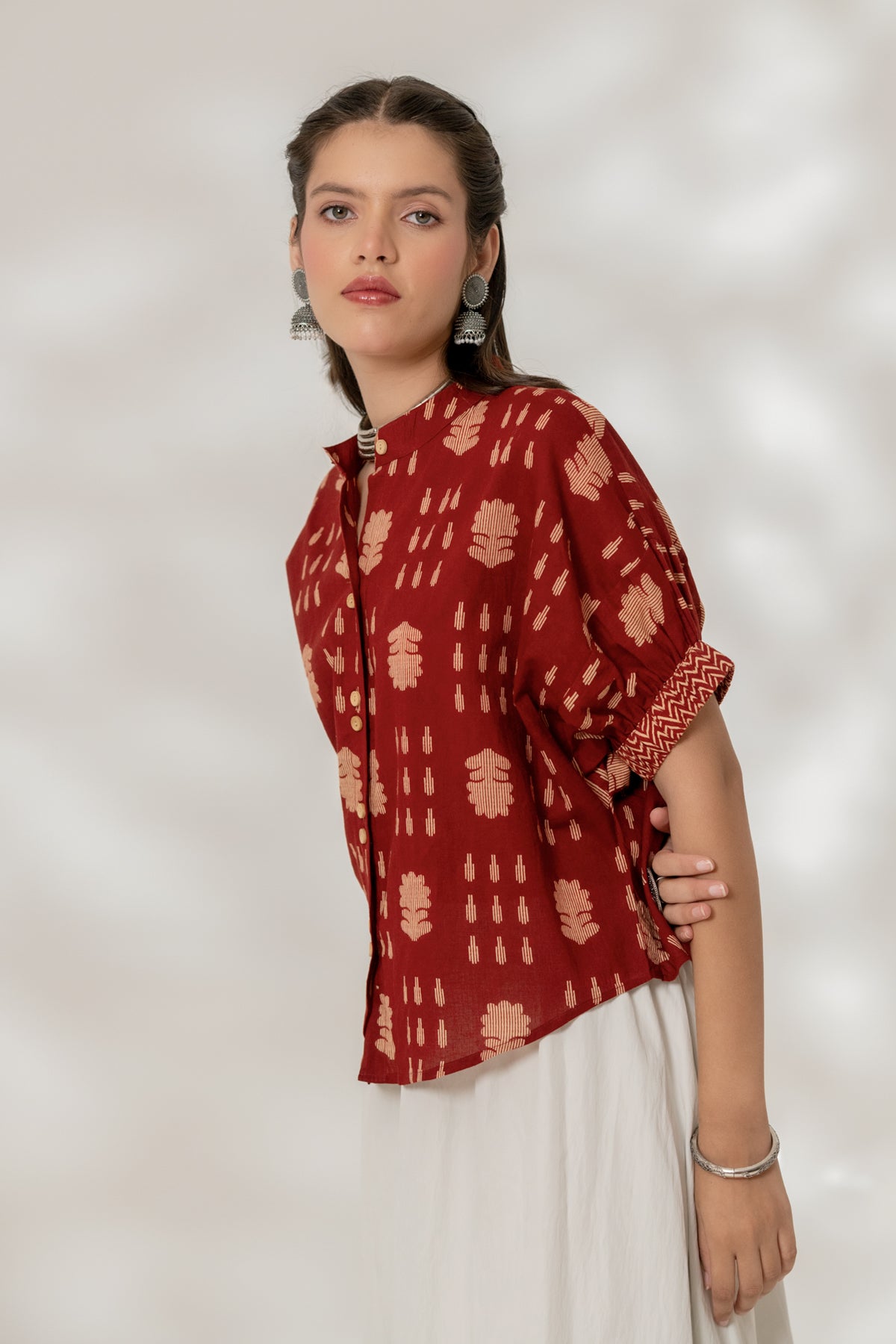 Maroon Drop Shoulder Shirt