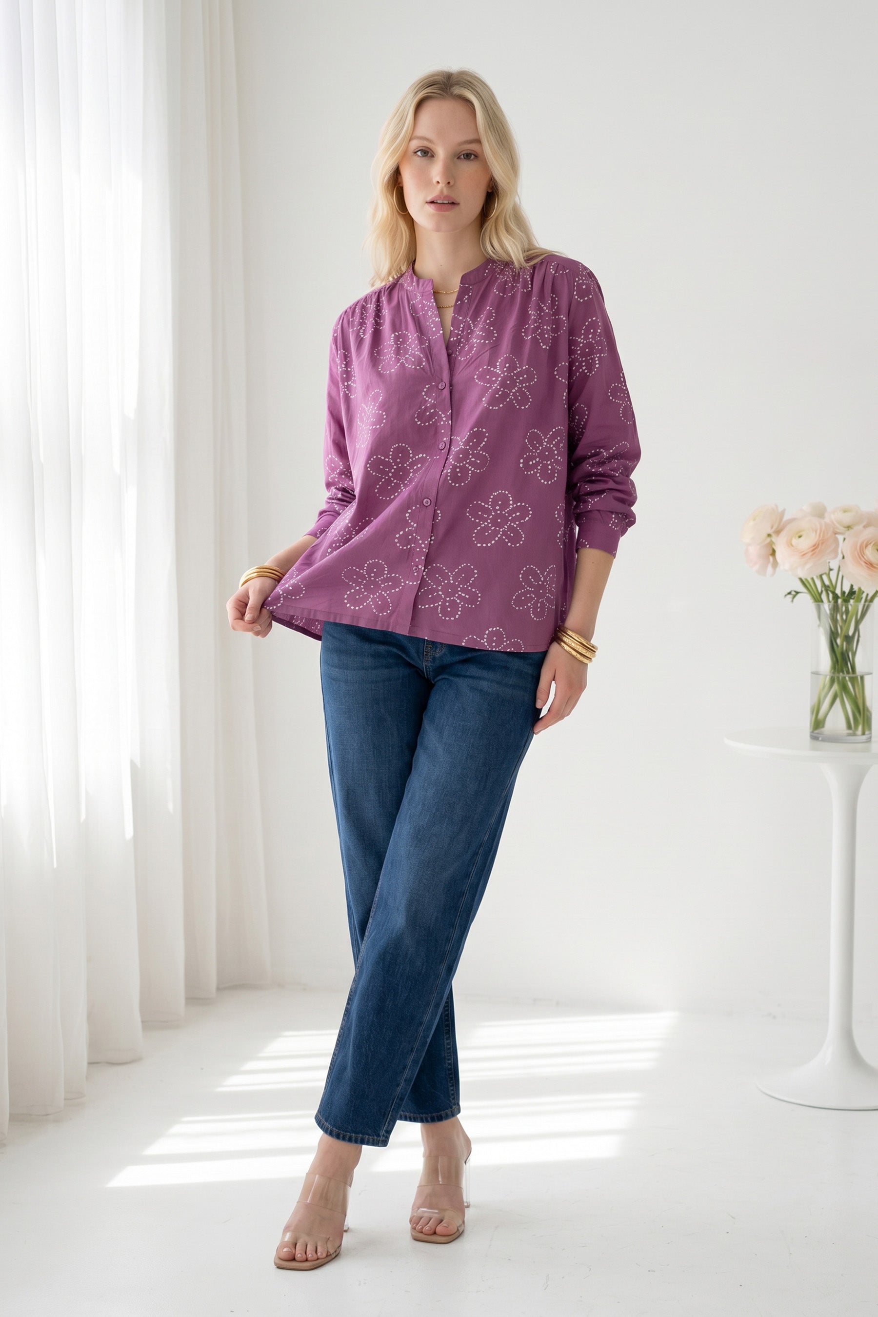 Purple Bandhani Bloom Shirt