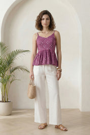 Purple Bandhej Peplum Top