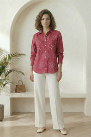 Dark Pink Bandhej Shirt