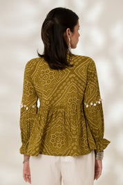 Green Bandhej Tunic Top