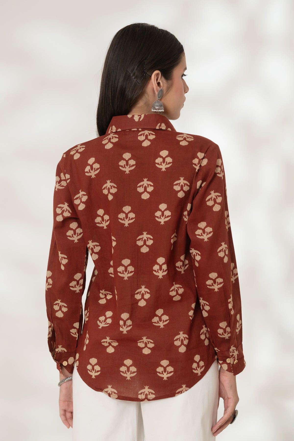 Maroon Cuff Accent Shirt