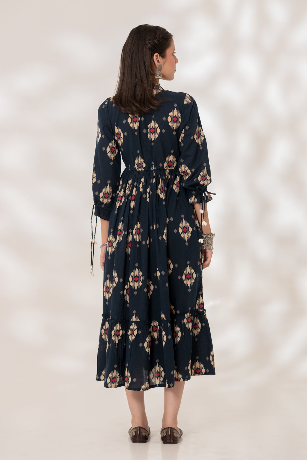 Blue Ikat Gathered Dress