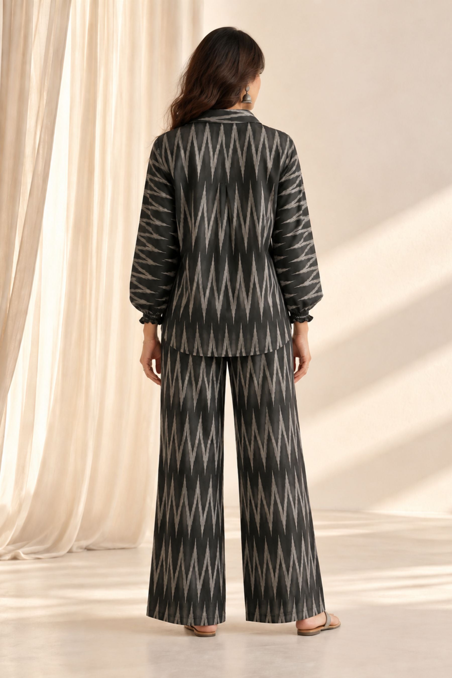 Charcoal Black Ikat Relaxed Co-Ord Set
