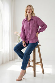 Purple Bandhani Bloom Batwing Shirt