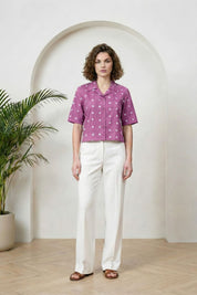 Purple Bandhej Short-Sleeve Shirt