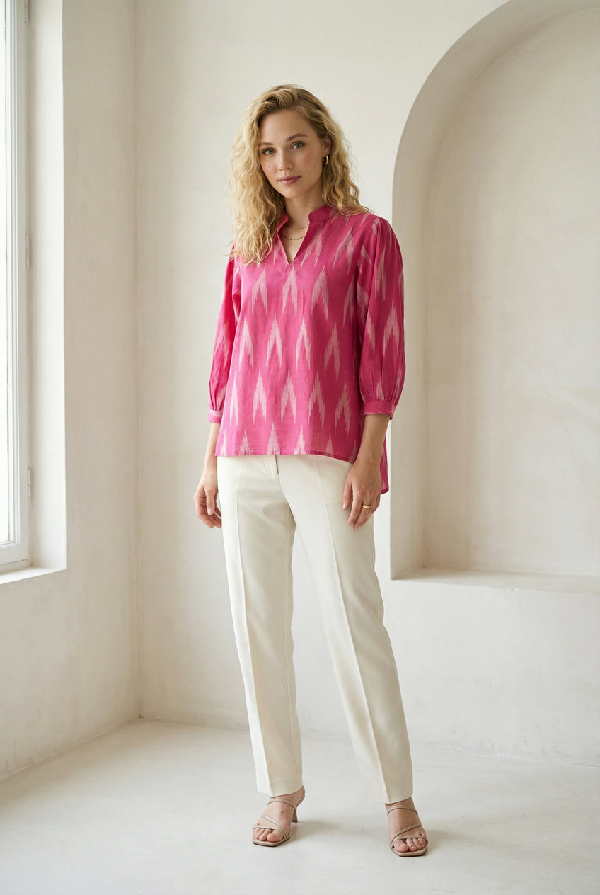 Berry Pink Ikat Top