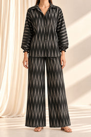 Charcoal Black Ikat Relaxed Co-Ord Set