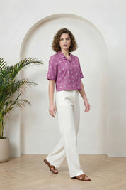 Purple Bandhej Short-Sleeve Shirt