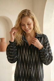 Charcoal Black Ikat Relaxed Shirt