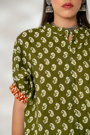Olive Drop Shoulder Shirt