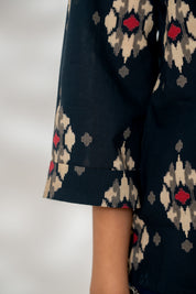 Blue Ikat Collared Top
