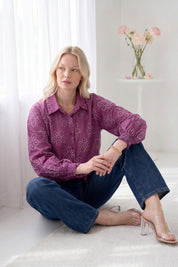 Purple Bandhani Bloom Batwing Shirt