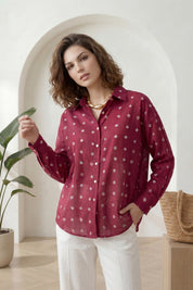 Dark Pink Bandhej Full-Sleeve Shirt