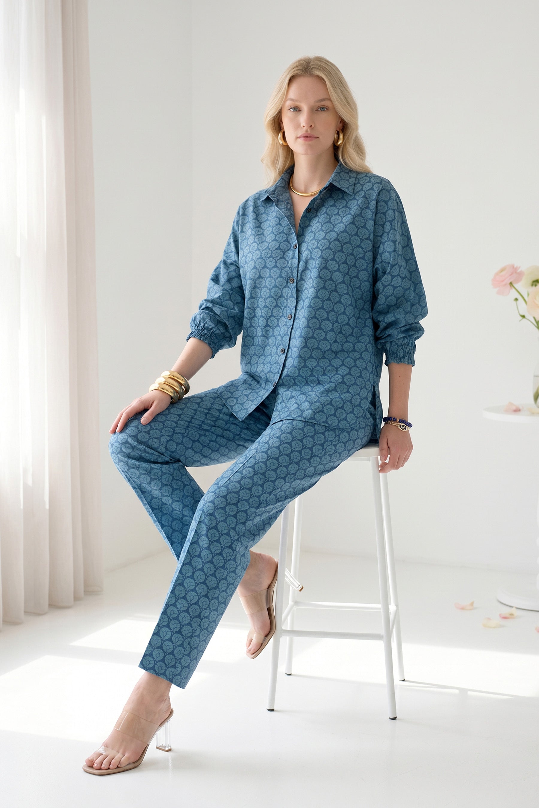 Blue Mosaic Batwing Co-ord Set