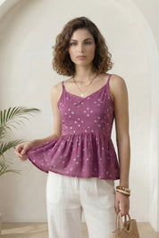 Purple Bandhej Peplum Top