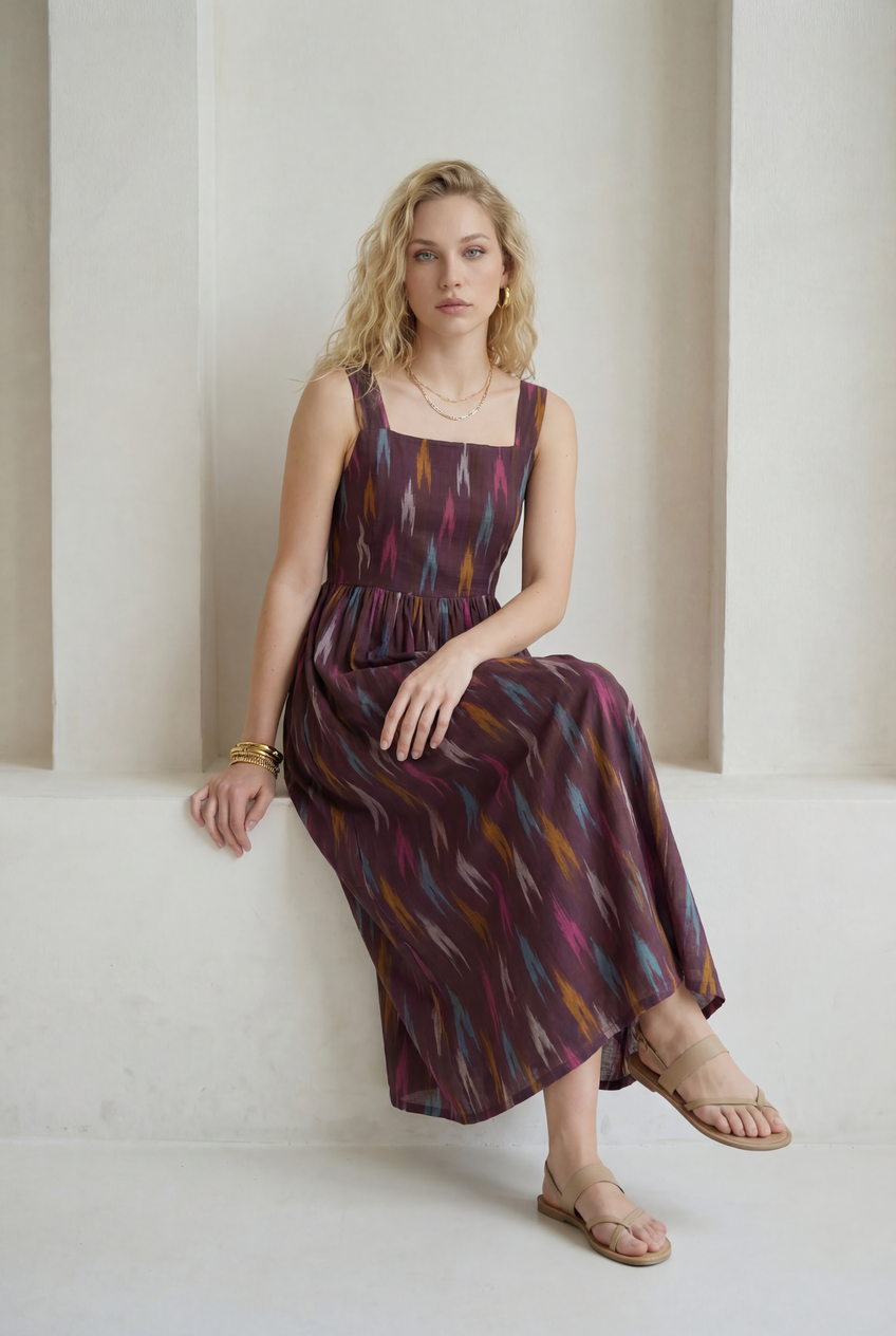 ikat midi dress Larson Dress Aperol Ikat / 4