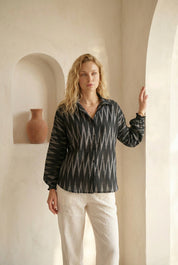 Charcoal Black Ikat Relaxed Shirt