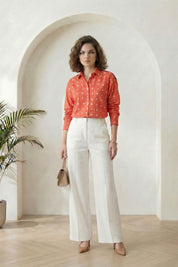 Orange Bandhej Full-Sleeve Shirt