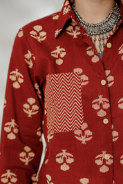 Maroon Cuff Accent Shirt