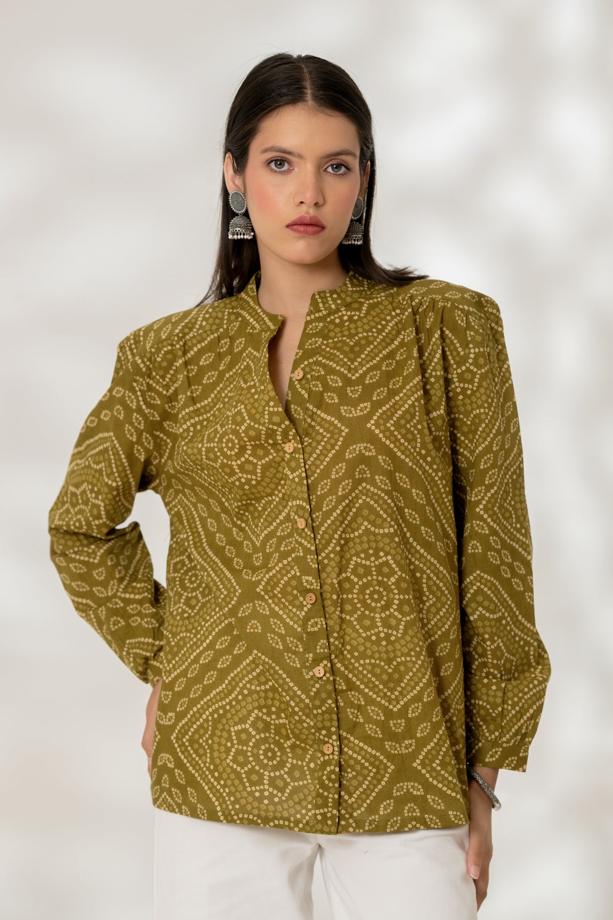 Green Bandhej Shirt