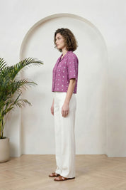 Purple Bandhej Short-Sleeve Shirt