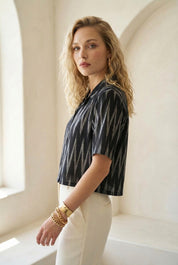 Charcoal Black Ikat Short-Sleeve Shirt