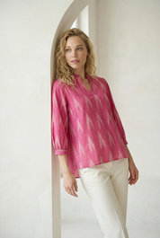 Berry Pink Ikat Top