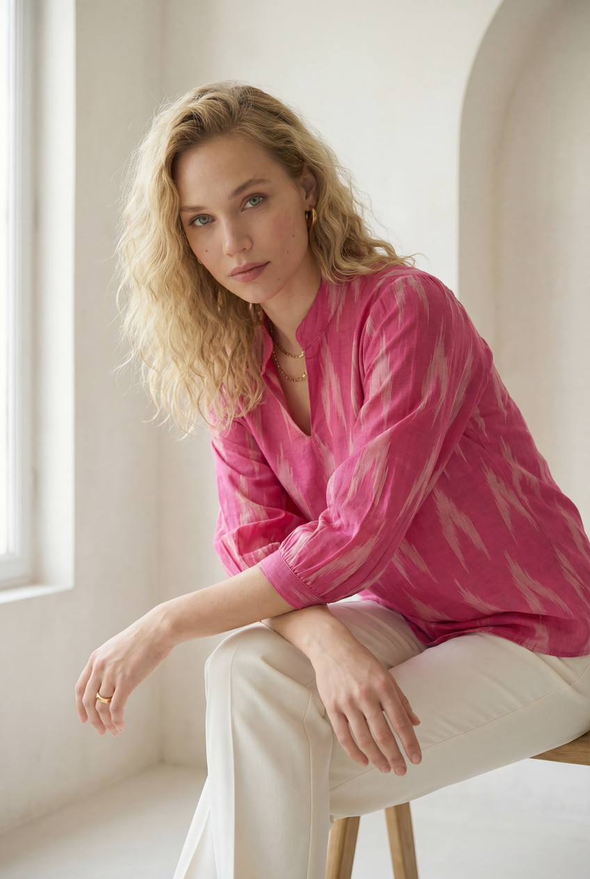 Berry Pink Ikat Top