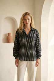 Charcoal Black Ikat Relaxed Shirt