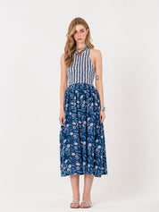 Blue Floral Midi Dress