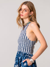 Blue Floral Midi Dress