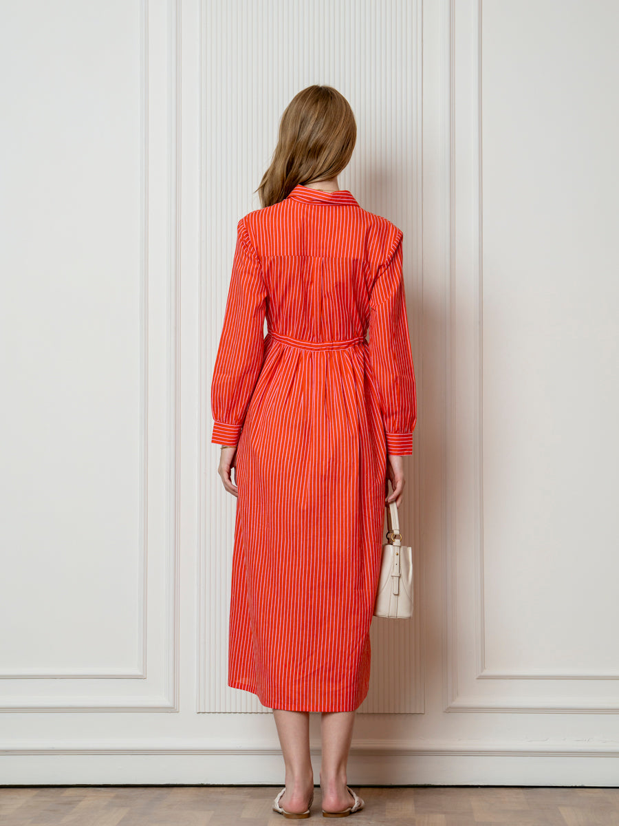 Orange Stripes Shirt Dress S Orange Stripes Shirt Dress S