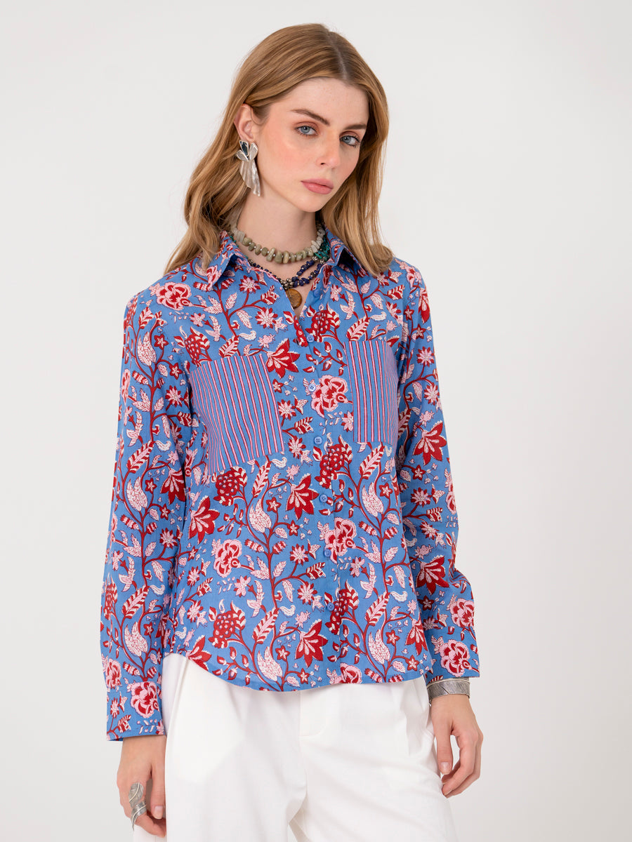 Blue Floral Shirt