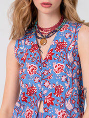 Blue Jacket Skirt Co-ord Set