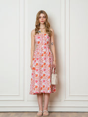 White Floral Midi Dress