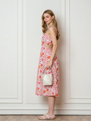 White Floral Midi Dress