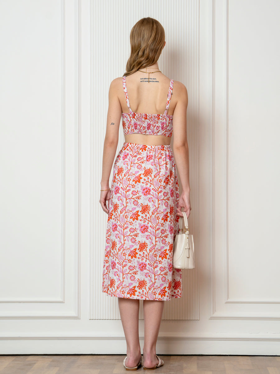 White Floral Midi Dress
