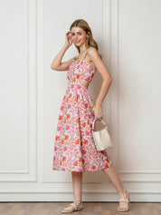 White Floral Midi Dress