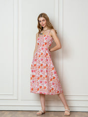 White Floral Midi Dress