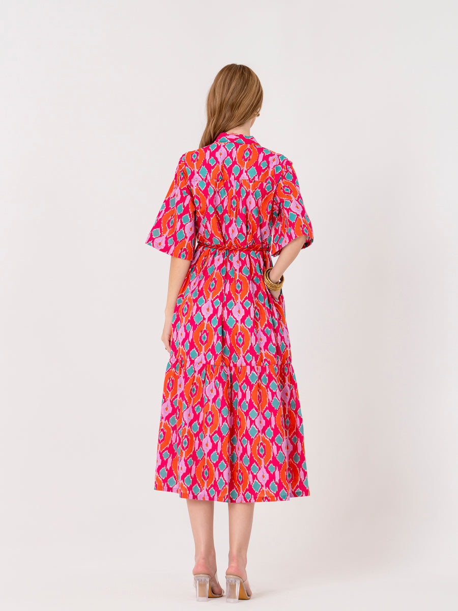 pink ikat dress Washable Silk Wrap Dress, Perfect Pink Ikat Small