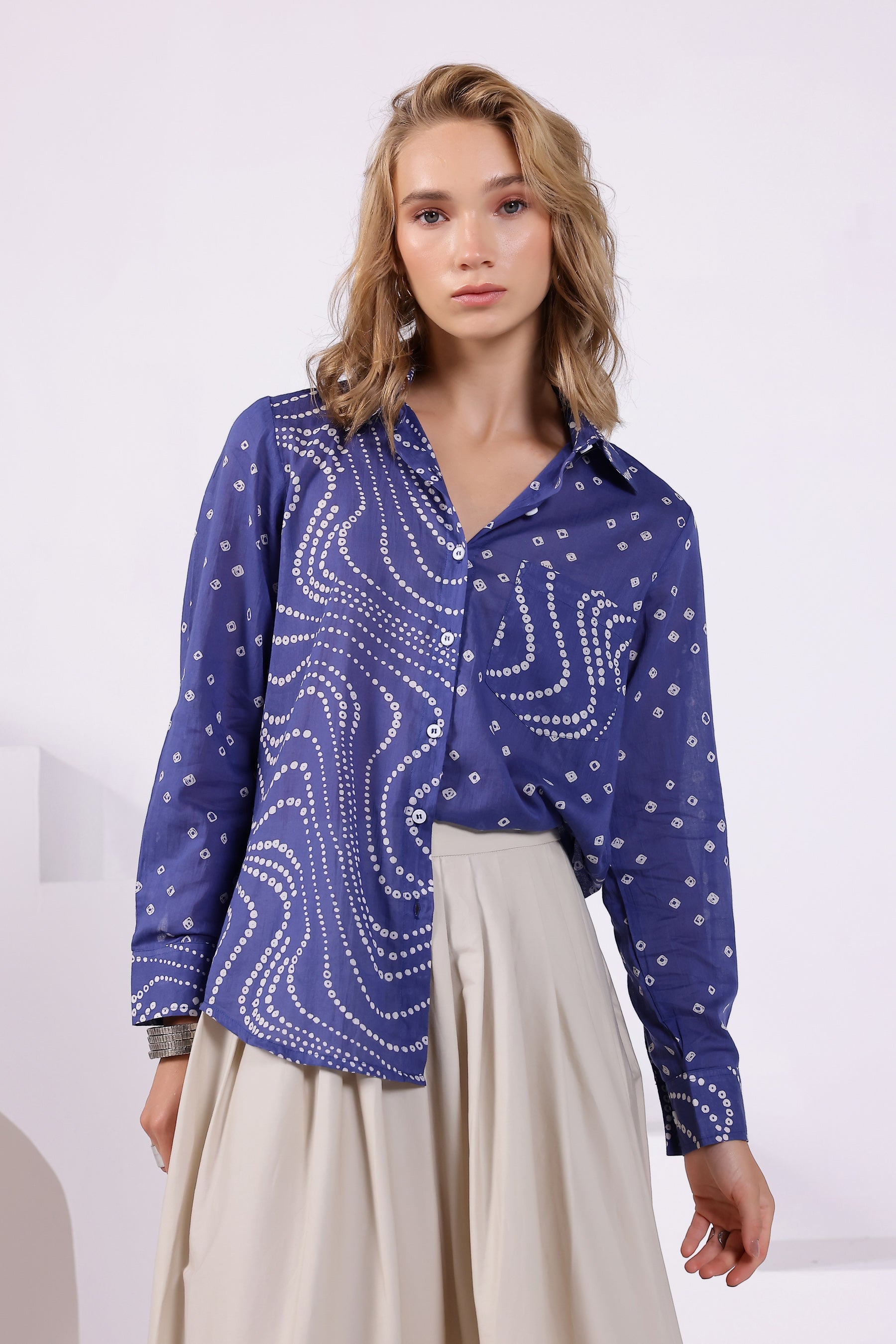 Blue Bandhej Shirt