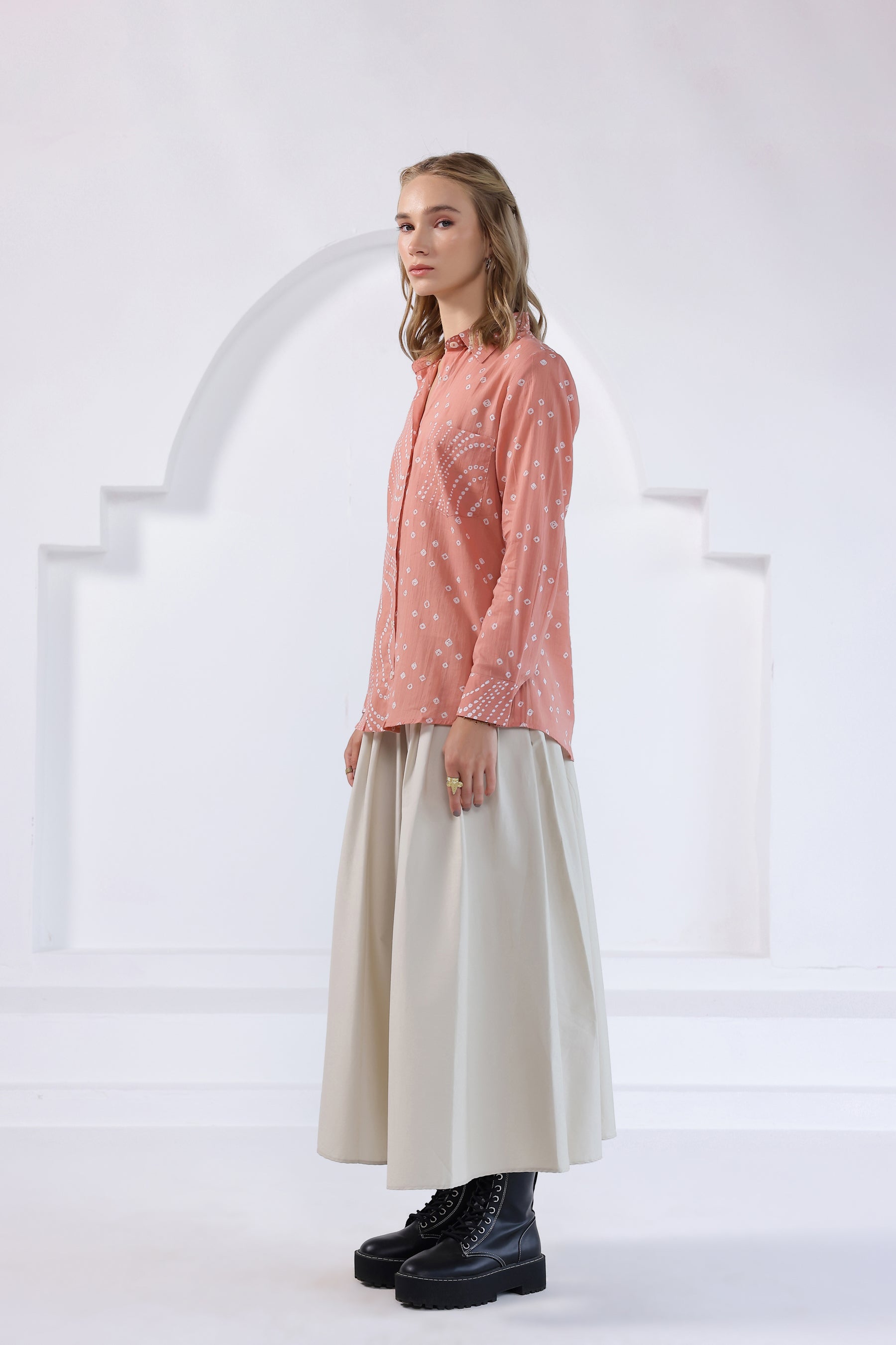 Peach Bandhej Shirt