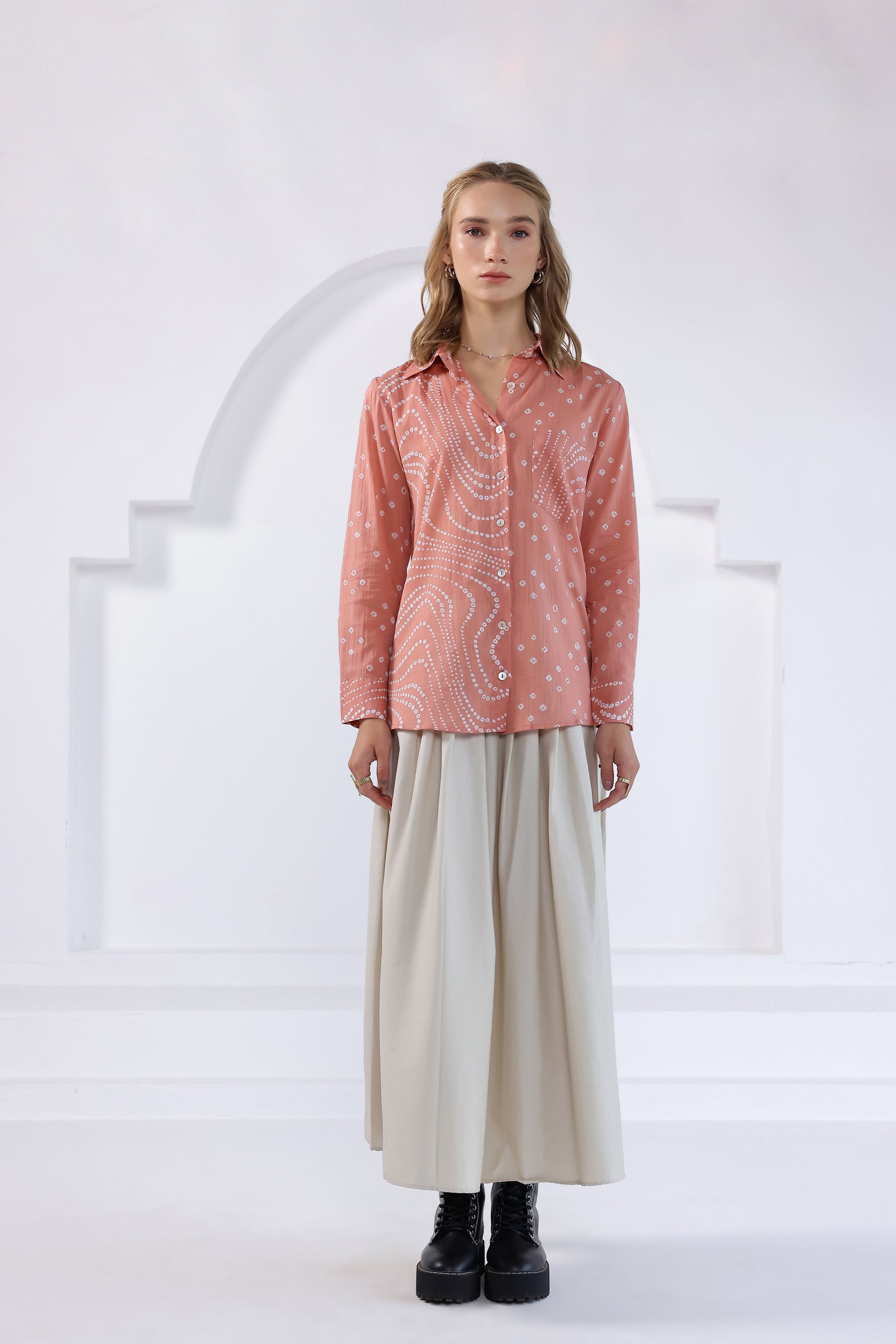 Peach Bandhej Shirt