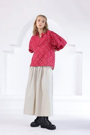 Pink Bandhej Oversized Top