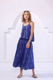 Blue Bandhej Skirt Top Set