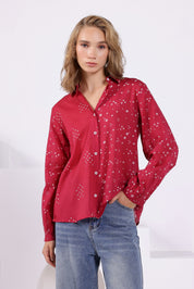 Pink Bandhej Collared Shirt